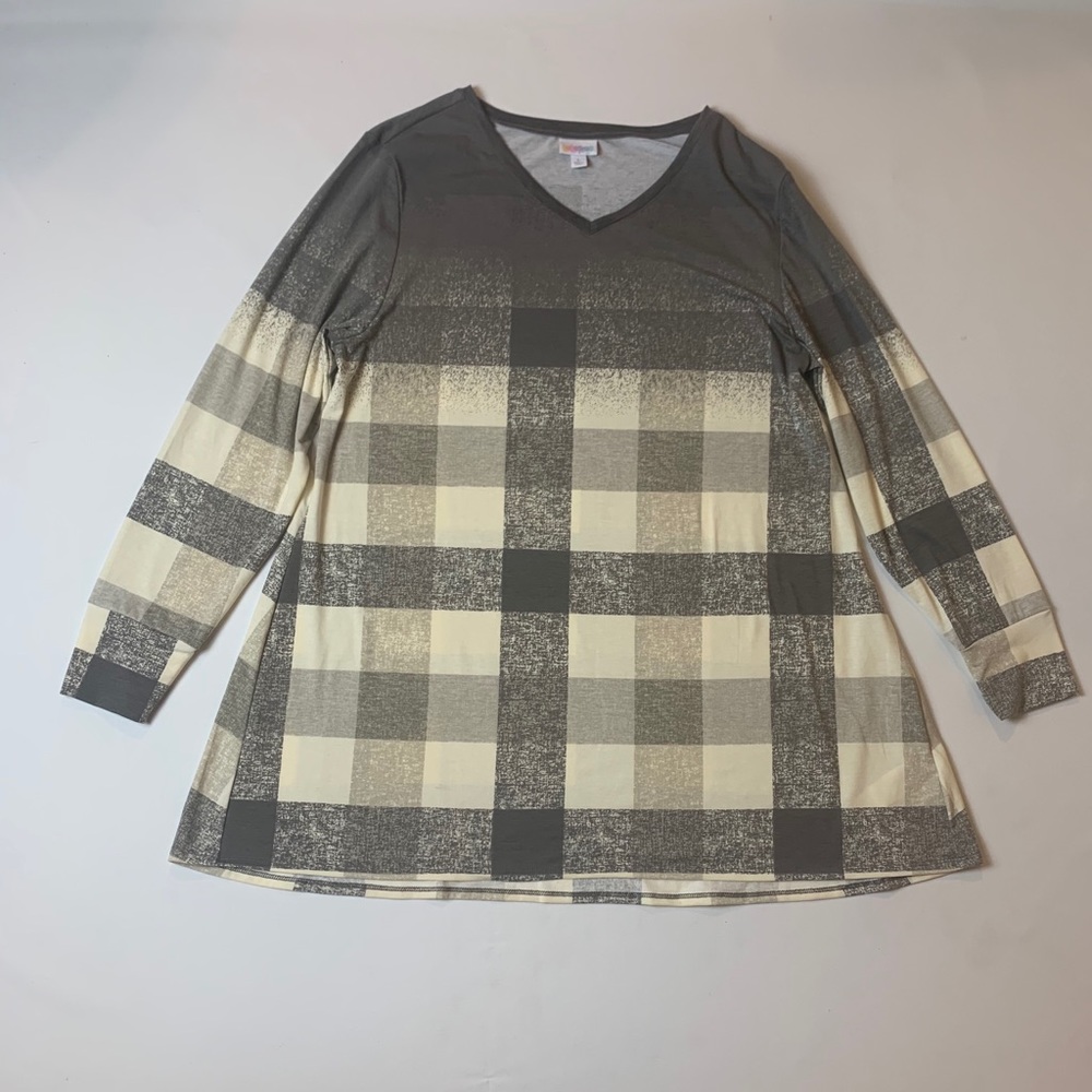 LuLaRoe Lynnae Long Sleeve Shirt Tunic Plaid L